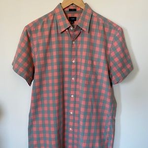 Short Sleeved Mens Button Down JCREW Sized L Slim Fit